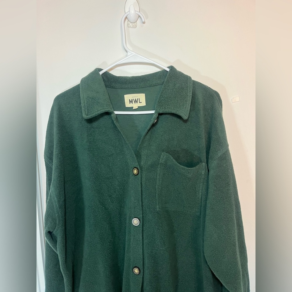 Madewell MWL Brushed Shirt Jacket Womens Medium Green Button Front Oversized - Picture 4 of 8